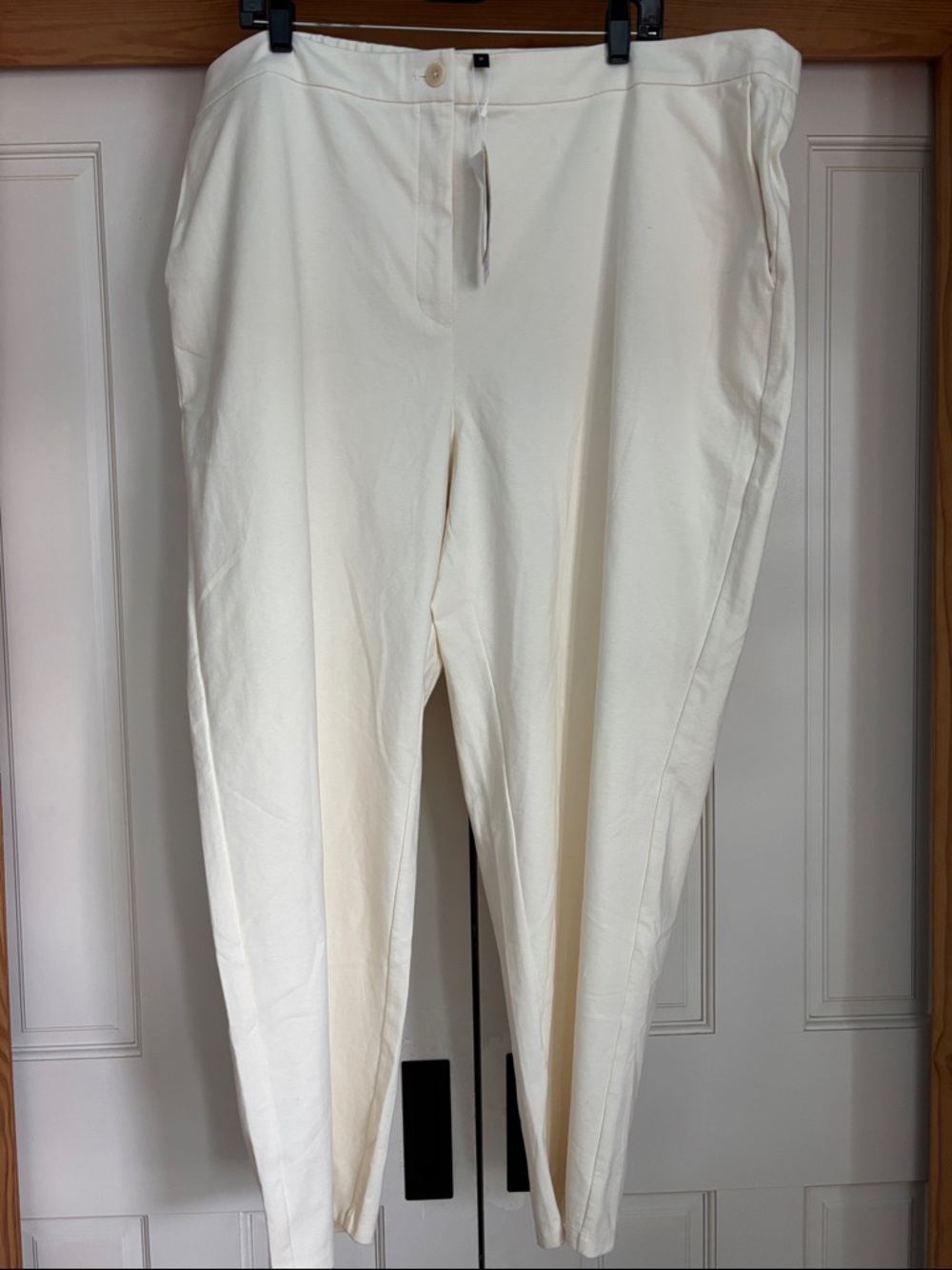 Eileen Fisher Off-White Straight Leg Trousers
